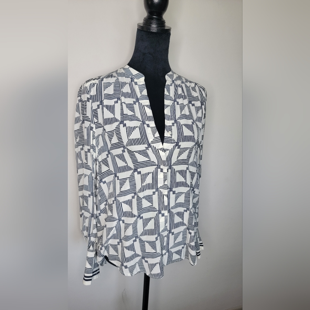 Joie Geometric pattern Silk Blouse - Picture 2 of 12
